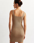 MINI DRESS IN ELASTIC BAND CARAMEL