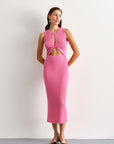 DRESS WITH A TWIST ON THE CHEST PINK