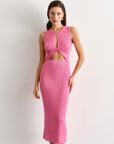 DRESS WITH A TWIST ON THE CHEST PINK