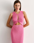 DRESS WITH A TWIST ON THE CHEST PINK