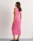 DRESS WITH A TWIST ON THE CHEST PINK