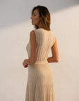 MIDI DRESS OPENWORK CREAM