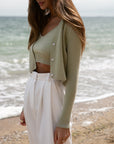 RIBBED MINI CARDIGAN OLIVE