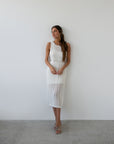 OPENWORK DRESS IN LENGTH MIDI MILK