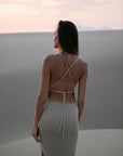 DRESS WITH OPEN BACK BEIGE