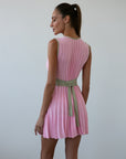 PLEATED MINI DRESS HOT PINK