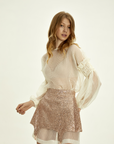 SHINNY POWDER PINK SKIRT