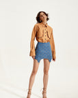 DENIM MINI SKIRT WITH DECORATION